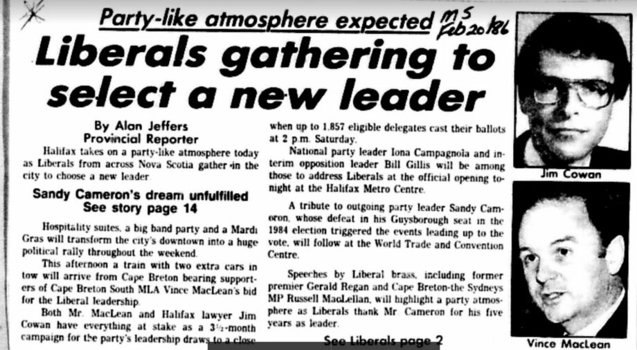 MacPolitics/MacHistory: Jim Cowan Recalls His 1986 Liberal Leadership Run